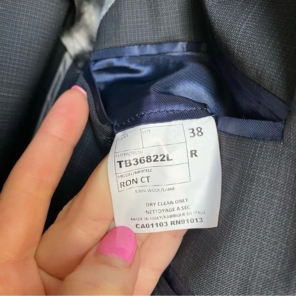 Ted Baker Ron‎ Extra Slim Windowpane Wool Suit Jacket Charcoal 38 Regular